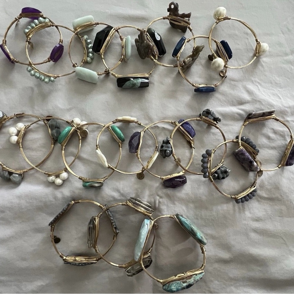Bourbon and Bowties Gold and Multicolor Gemstone Bracelets - Picture 2 of 4